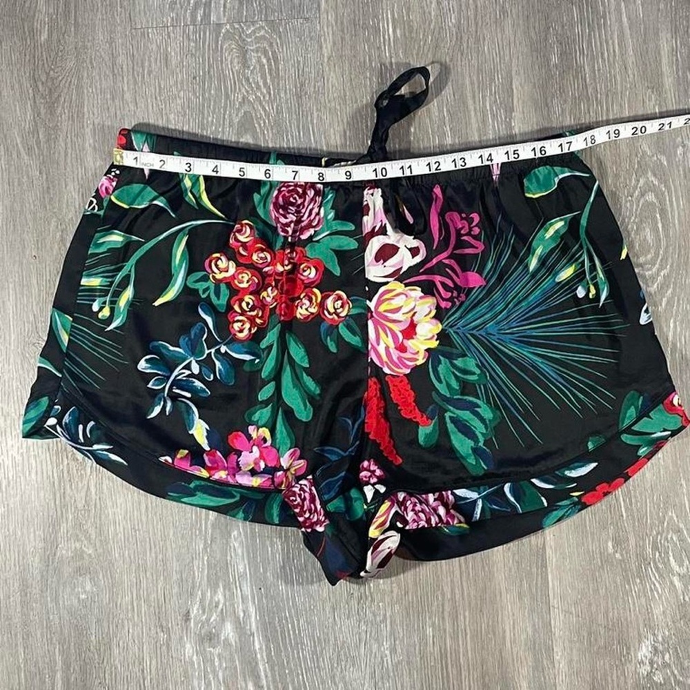 Stars Above Floral Lounge Shorts Black Tropical Print Drawstring XL - Picture 5 of 6